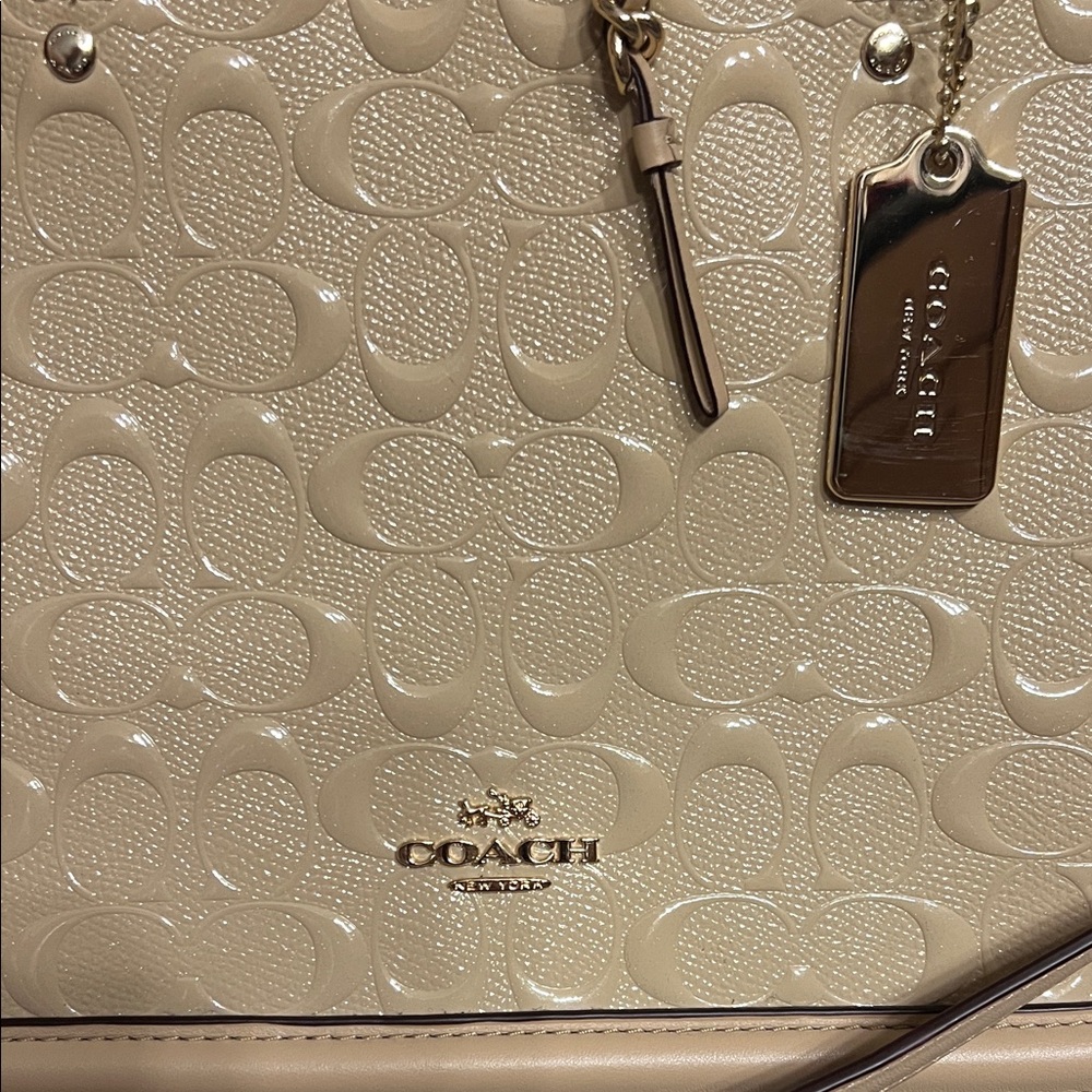 Coach Cream Embossed Satchel - Picture 4 of 11